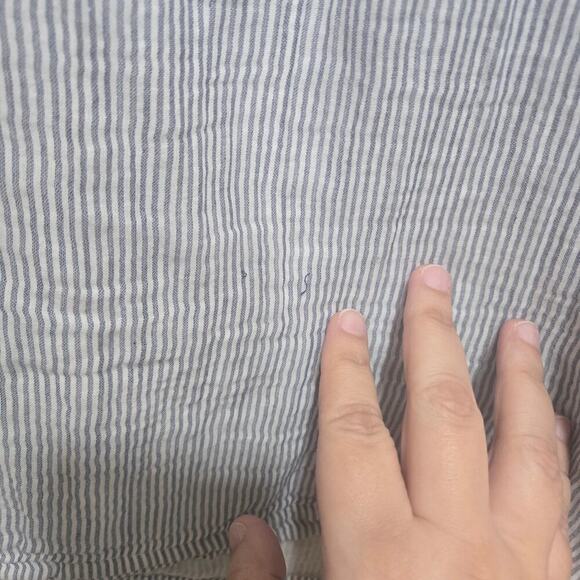 Dylan top womens size large blue white pinstripe tie up boho blouse shirt beachy - Picture 5 of 9